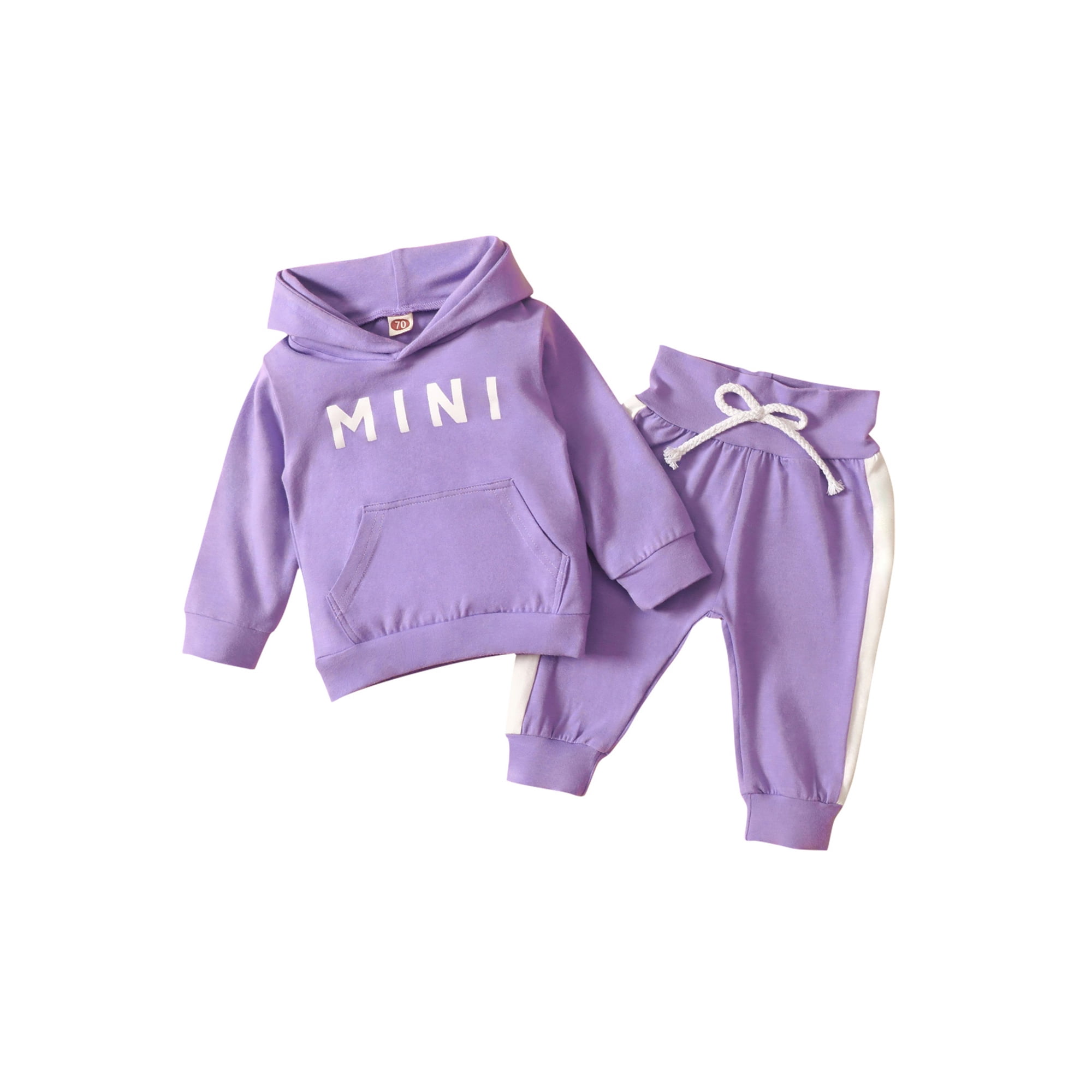 Canrulo Newborn Baby Girl Clothes Mini Hoodie Sweatshirt T-Shirt  Pullover+Pants Fall Winter Outfits Purple 0-6 Months