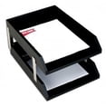 thumbnail image 1 of Dacasso a1022 ClassicLeather Double Letter Trays with Silver Posts - Black, 1 of 1