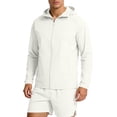thumbnail image 1 of Sun Protection Hoodie Jacket for Men Long Sleeve Solid Color Zip Cardigan Polyester, 1 of 9