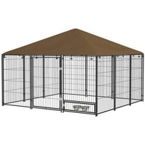 YYAo Doghouse, Puppy Shelter,Outdoor Dog Kennel with Canopy Garden Playpen Fence Crate Enclosure Cage, Coffee