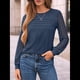 thumbnail image 4 of Camisas de Larga para Mujer, Blusas Elegantes e Informales de Encaje, Conjuntos de Otoño 2025, Camisetas y Ropa de Trabajo. Azul Marino L, 4 of 8