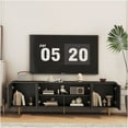 thumbnail image 3 of JERFIT 68 inch Modern Fluted TV Stand Console with Doors & Gold Legs, Black Media Entertainment Center for Living Room, Storage Cabinet for TVs Up to 65", 3 of 9