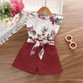 thumbnail image 3 of ZHUASHUM Easter Outfits For Girls Boysinfant Baby Summer Clothes Outfit Flowers Sleeveless Top Solid Shorts Short Set 2Pcs Rd1,3-4 Years, 3 of 3