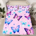 thumbnail image 2 of Castle Fairy Flying Butterfly 4 Pieces Queen Sheet Sets for Teens Girls Boys Children,Stars Print Ultra Soft Flat Sheet,Dreamy Princess Queen Fitted Sheet,Lightweight Room Decor, 2 of 7