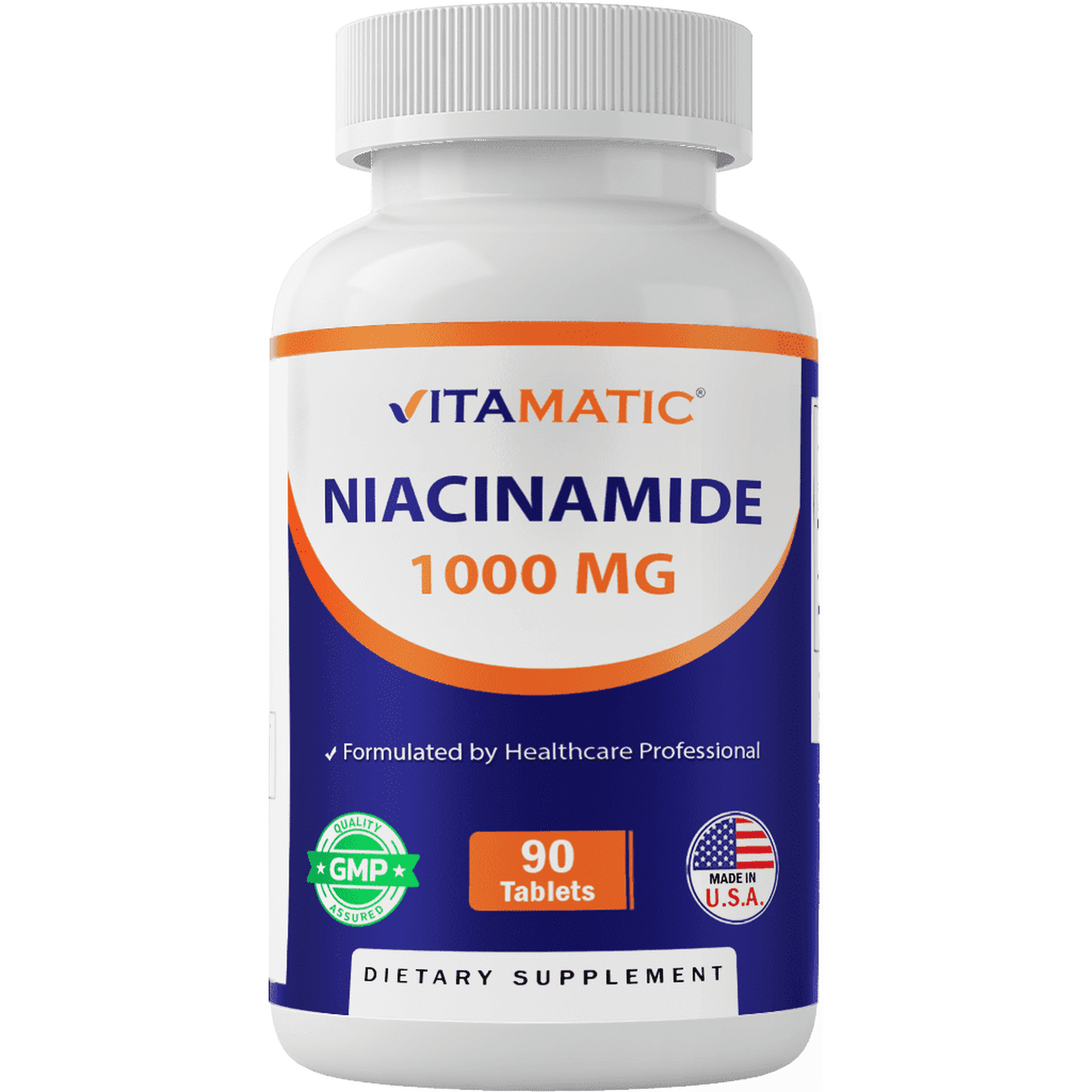 Vitamatic Niacinamide 1000 mg 90 Tablets - Flush Free Vitamin B3 - Supports Energy Production