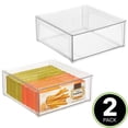 thumbnail image 2 of mDesign Plastic Stackable Kitchen Storage Organizer with Drawer - 2 Pack - Clear, 2 of 9