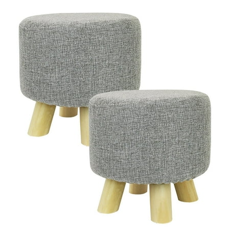Dl Furniture 2 Piece Round Ottoman Foot Stool 4 Leg Stands Dl Furniture 2 Piece Round Ottoman Foot Stool 4 Leg Stands Shape Linen Fabric Gray Com
