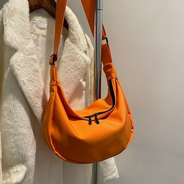stanreset Sacs Messager pour Femmes en Tissu Oxford Sac Diagonal Mode Jeunesse Dames Ceinture Réglable Pack Forme de Dumpling Grande Capacité Hobos Orange