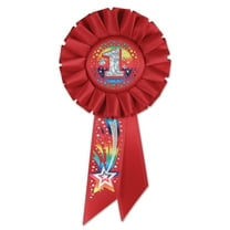 Beistle Pack of 6 Red "#1" First Place School and Sports Award Rosette Ribbons 6.5"