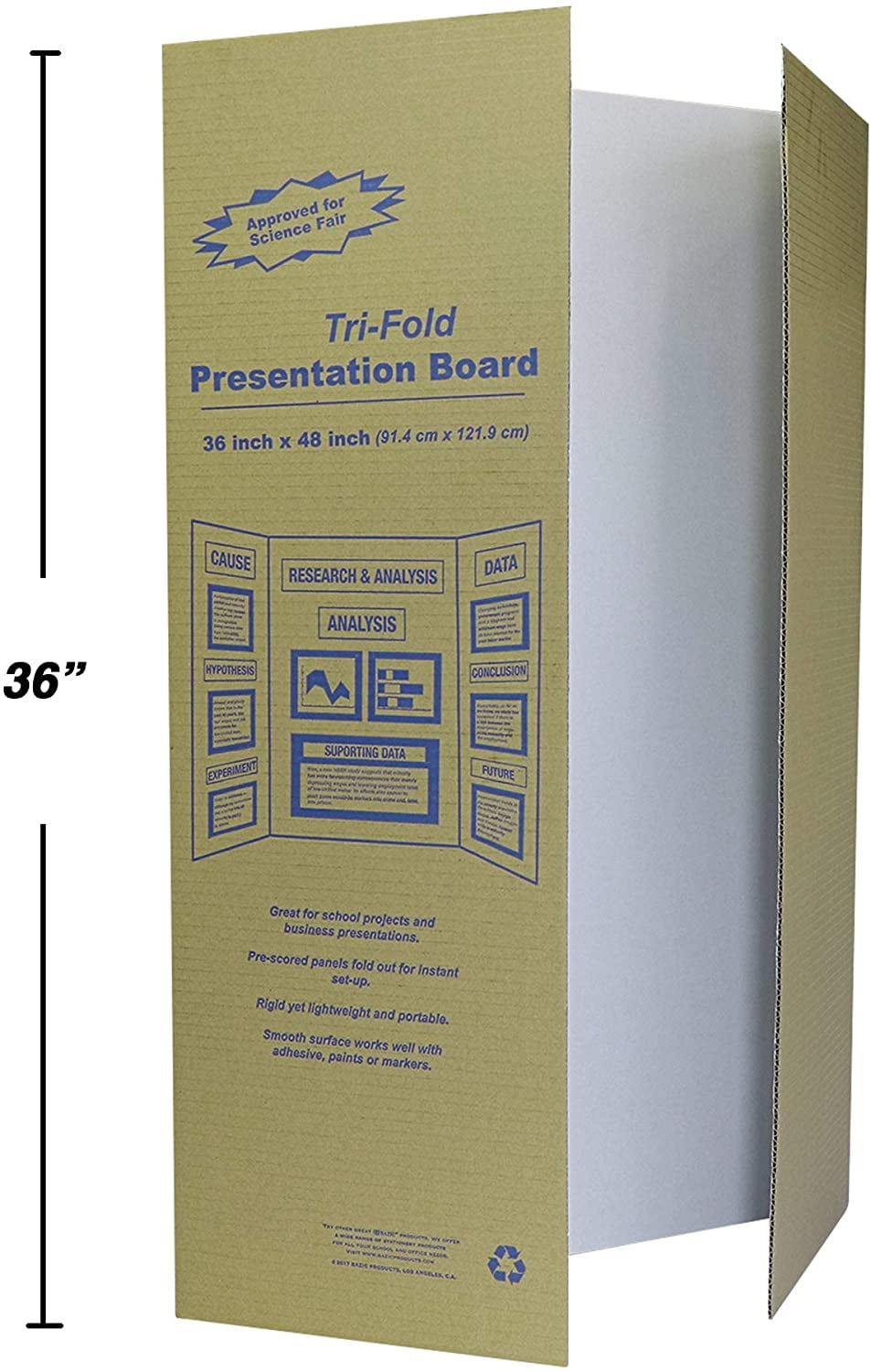 Assorted Colors Tri-Fold Presentation Board 36 x 48 Display Exhibition Board Lightweight and Portable with Smooth Surface Great Business presentations by Emraw 
