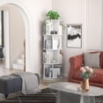 thumbnail image 3 of Homieasy Rotating Bookshelf, Small Corner Bookshelf for Small Space, 360 Display 4 Tier Floor Standing Bookcase Storage Rack, Wood Narrow Book Shelf Organizer for Bedroom, Living Room, White, 3 of 7