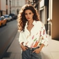 thumbnail image 7 of 3/4 Sleeve Tops for Women Helii Casual Floral Printed Button Down Shirts Loose Fit Breathable Work Shirt Summer Outfits for Travel Vacation 2026 New (Green 5XL), 7 of 7