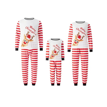 

Canis 2PCS Christmas Parent-Child Outfit Long Sleeve Letter Print Tops Plaid Print Pants Sleepwear