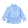 thumbnail image 2 of Kiijoy Little Boys Solid Long Sleeve Shirt Casual Neck Button Down Pocket Shirt, 2 of 5