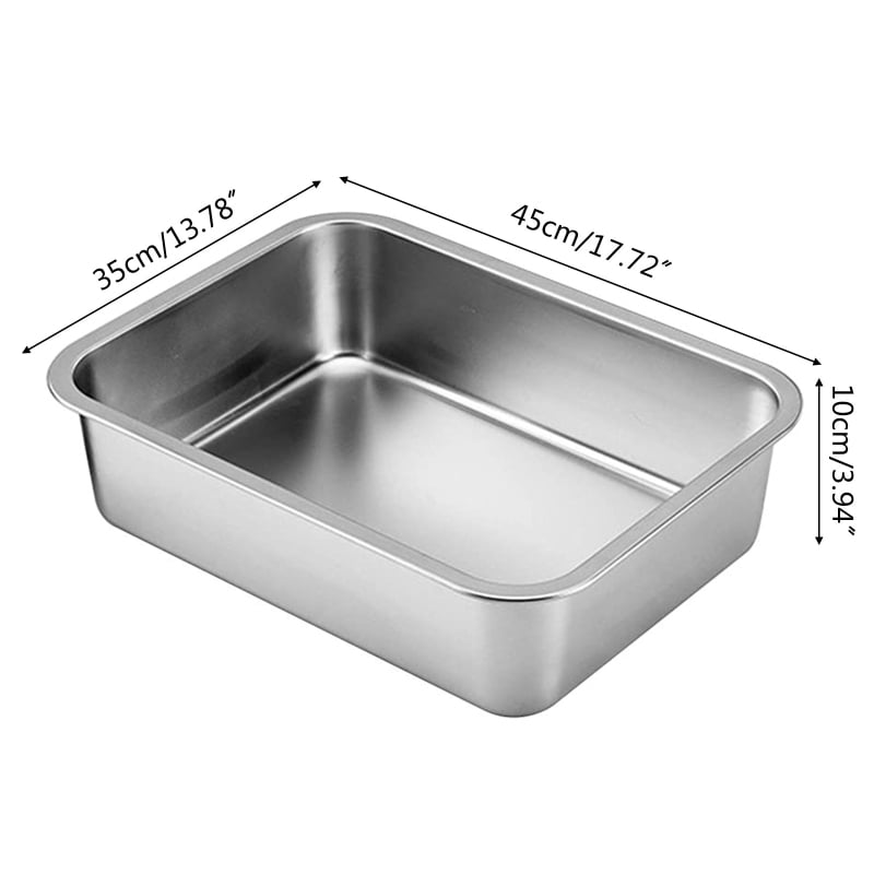 Zecic Cats Litter Box Stainless Steel 4 inch Side Height Smooth Surface Metal Pan