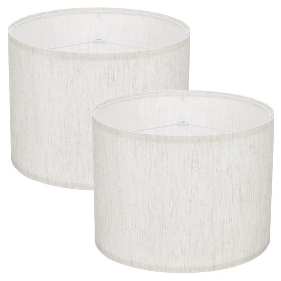 2Set Drum Lamp Shades for Table Lamps, 13"x13"x10" Linen Lampshade Easy Assembly Lamp Shade for Table Lamps Floor Lamps Bedside, Dark Beige