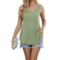 thumbnail image 1 of NINGMENG Womens Tops Solid Color Spring Round Neck Sleeveless Knit Vest Tops Pullover T-Shirts Sportwear,Green,L, 1 of 9