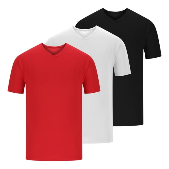 SeCaotees Short Sleeve Crew Neck Multipack Tees for Men Relaxed Fit Stretchy Knit Fabric Multi‑Pack Daily Indoor Outdoor Pullover Tops Red,XL