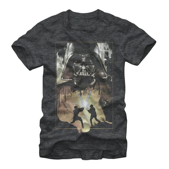 Men's Star Wars Anakin and Obi-Wan Battle Graphic Tee Charcoal Heather 4X Large
