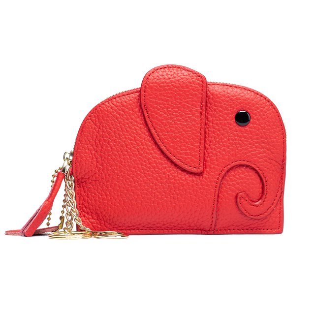 Monedero pequeño de piel de vaca suave y fino con diseño distintivo de elefante para mujer