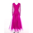 thumbnail image 4 of inlzdz Women Glittery Ballroom Dance Dress Lace Long Sleeve Tango Standard Competition Dancing Clothes Hot Pink S, 4 of 7