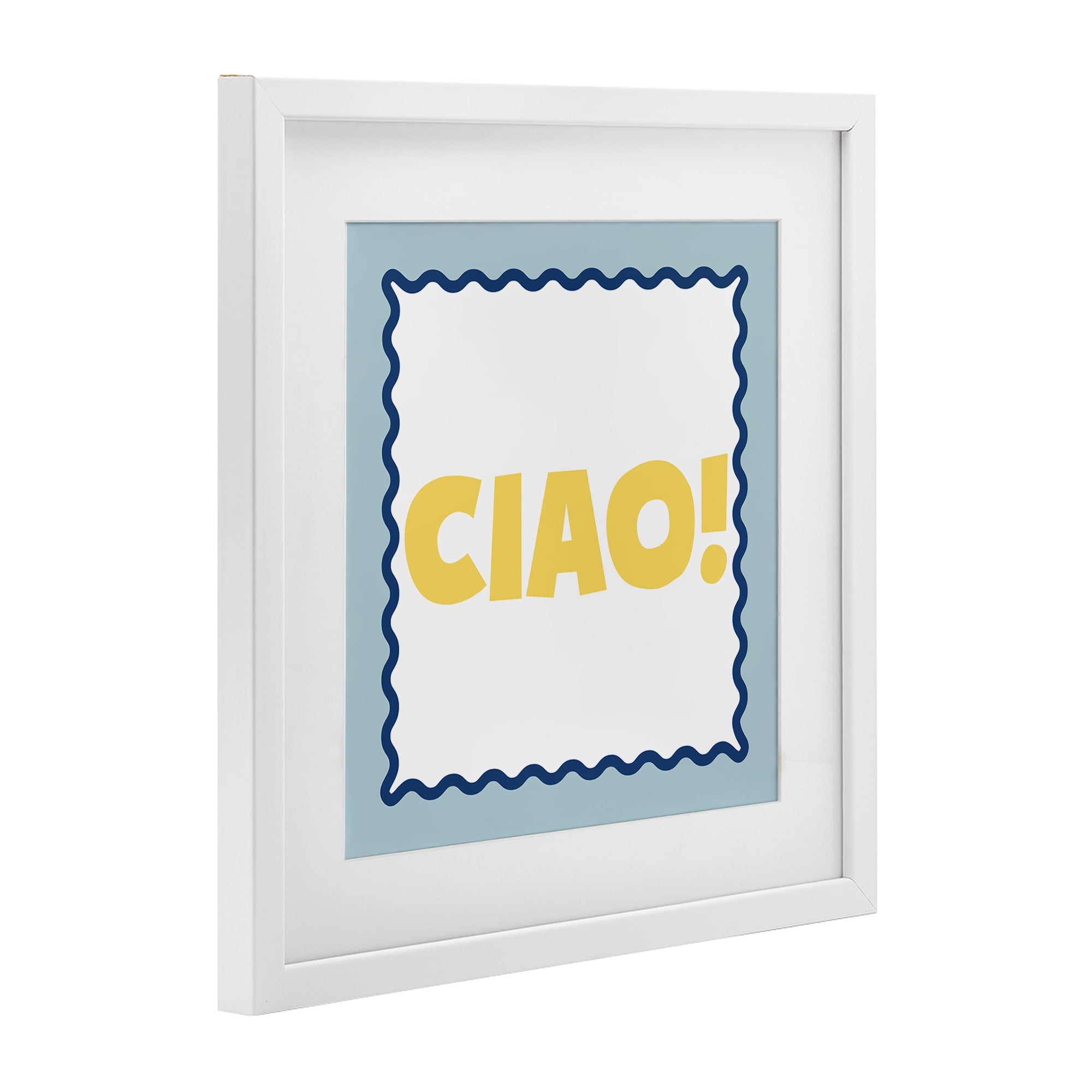 Stupell Industries CIAO! Bold Yellow Typography White Framed Print Under Glass, design by SD Graphics Studio