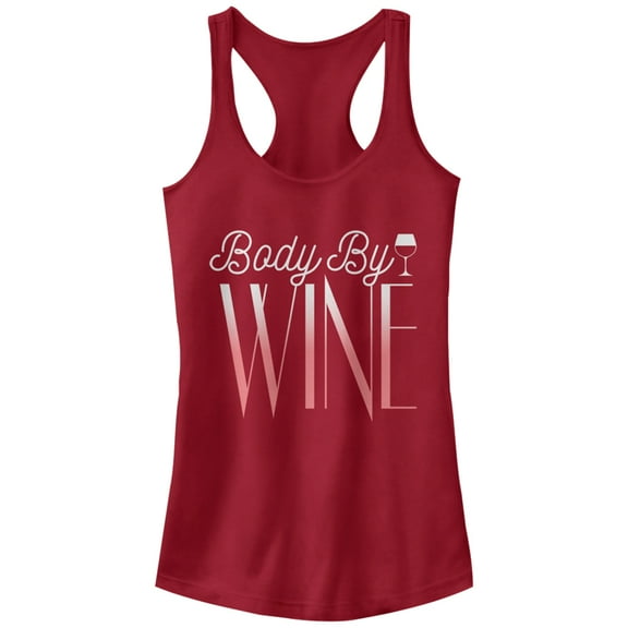 Junior's CHIN UP Body By Wine  Racerback Tank Top Scarlet Small