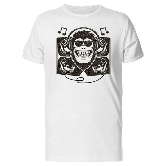 Funny Dj Monkey, Music, Cool T-Shirt Men -Image by Shutterstock, Male Large