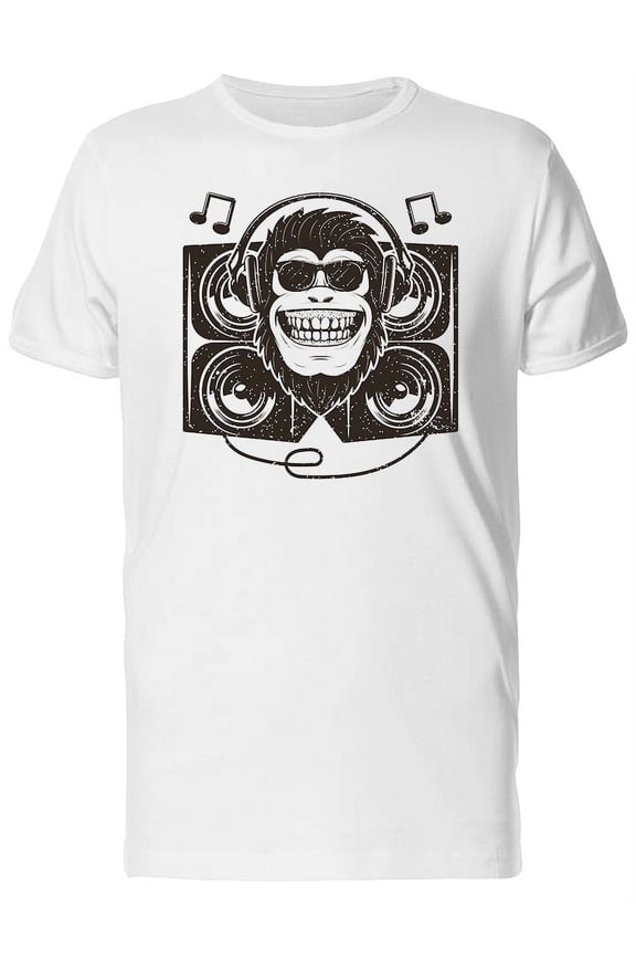 Funny Dj Monkey, Music, Cool T-Shirt Men -Image by Shutterstock, Male Small