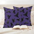 thumbnail image 3 of Halloween Outdoor Waterproof Pillow Covers, Purple Black Animal Crow Fall Holiday Decorative Square Throw Pillowcase Sofa Cushion Sham for Patio/Couch/Chair, 26"x26" 2 Pack, 3 of 8