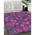 thumbnail image 3 of Ahgly Company Machine Washable Indoor Round Transitional Dark Magenta Purple Area Rugs, 4' Round, 3 of 7