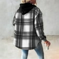 thumbnail image 6 of Women's Winter Casual Fashion Plaid Hooded Long Sleeve Wool Blend Outer Fleece Lined Thickened Button Closure Jacket Coat Top for Winter Daily Casual Outfits, 6 of 6