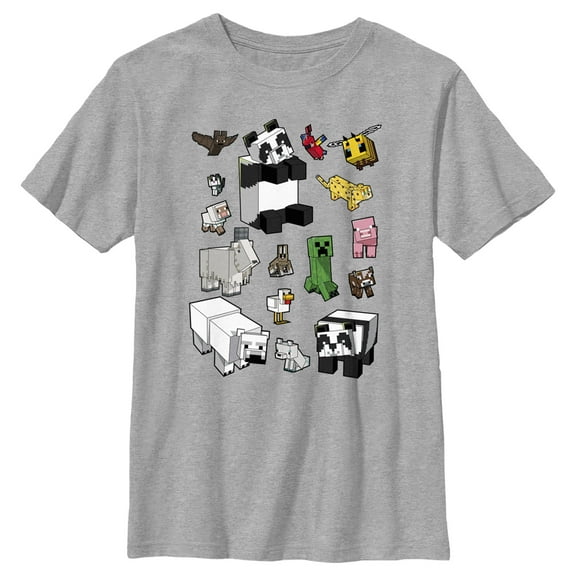 Boy's Minecraft Create Survive Explore Alex and Steve Graphic Tee Athletic Heather Medium