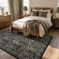 thumbnail image 3 of Lahome Washable 5'x7' Area Rug, Black Vintage Floral Rugs for Living Room, Non-Slip Soft Low Pile Botanical Birds Pattern Carpet for Bedroom Dining Room Office Decor, Black, 3 of 12
