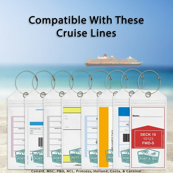 Port and Sea Cruise Luggage Tag (4 pack) for Carnival Cruise Lines