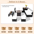 thumbnail image 4 of Topbuy 9 Pieces Outdoor PE Rattan Wicker Sectional Sofa with 42" Gas Fire Pit Table Space-Saving Patio Conversation Set with Storage Box Grey, 4 of 10