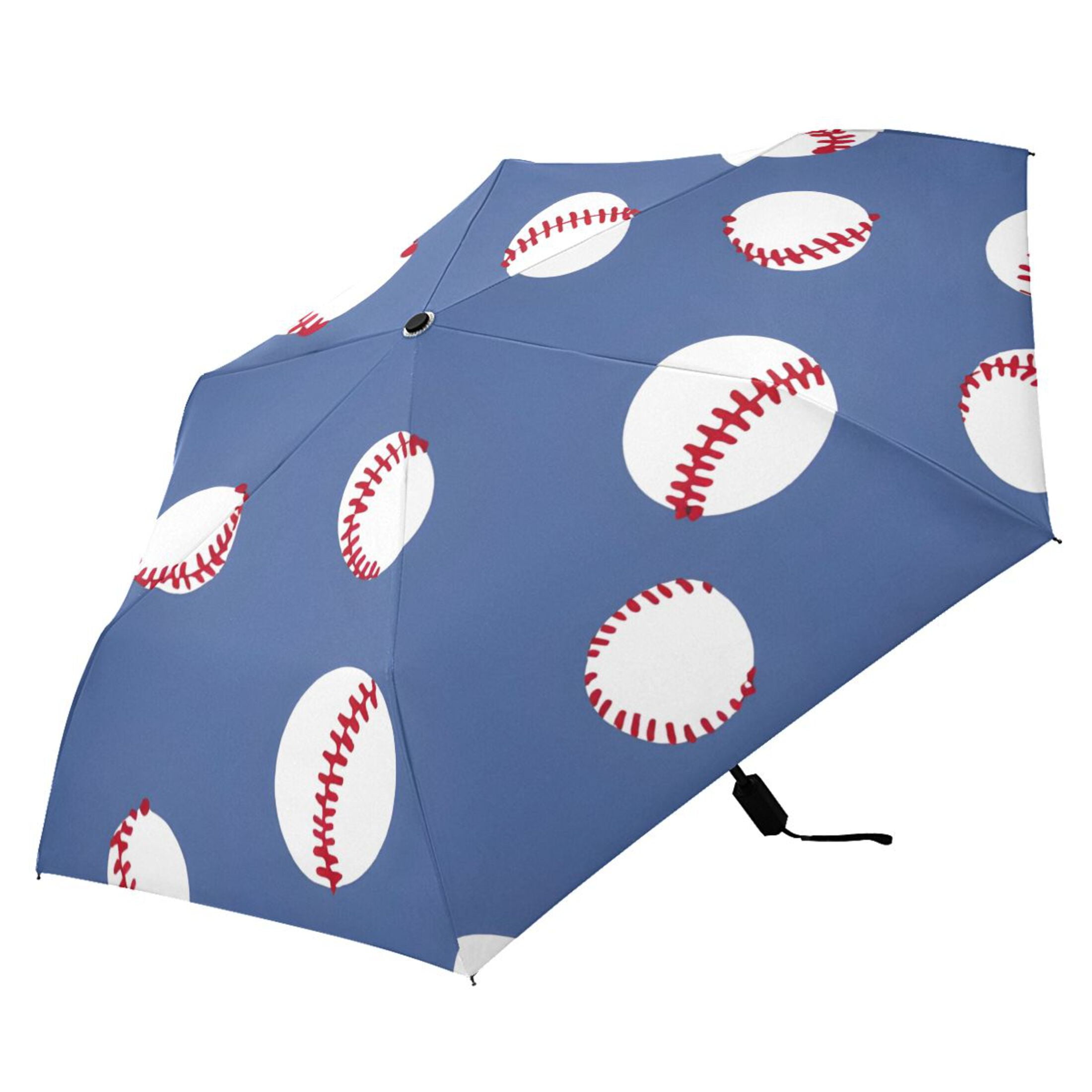 ALAZA Baseball Pattern UPF 50+ Compact Folding Umbrella for Rain Travel Umbrella Packable