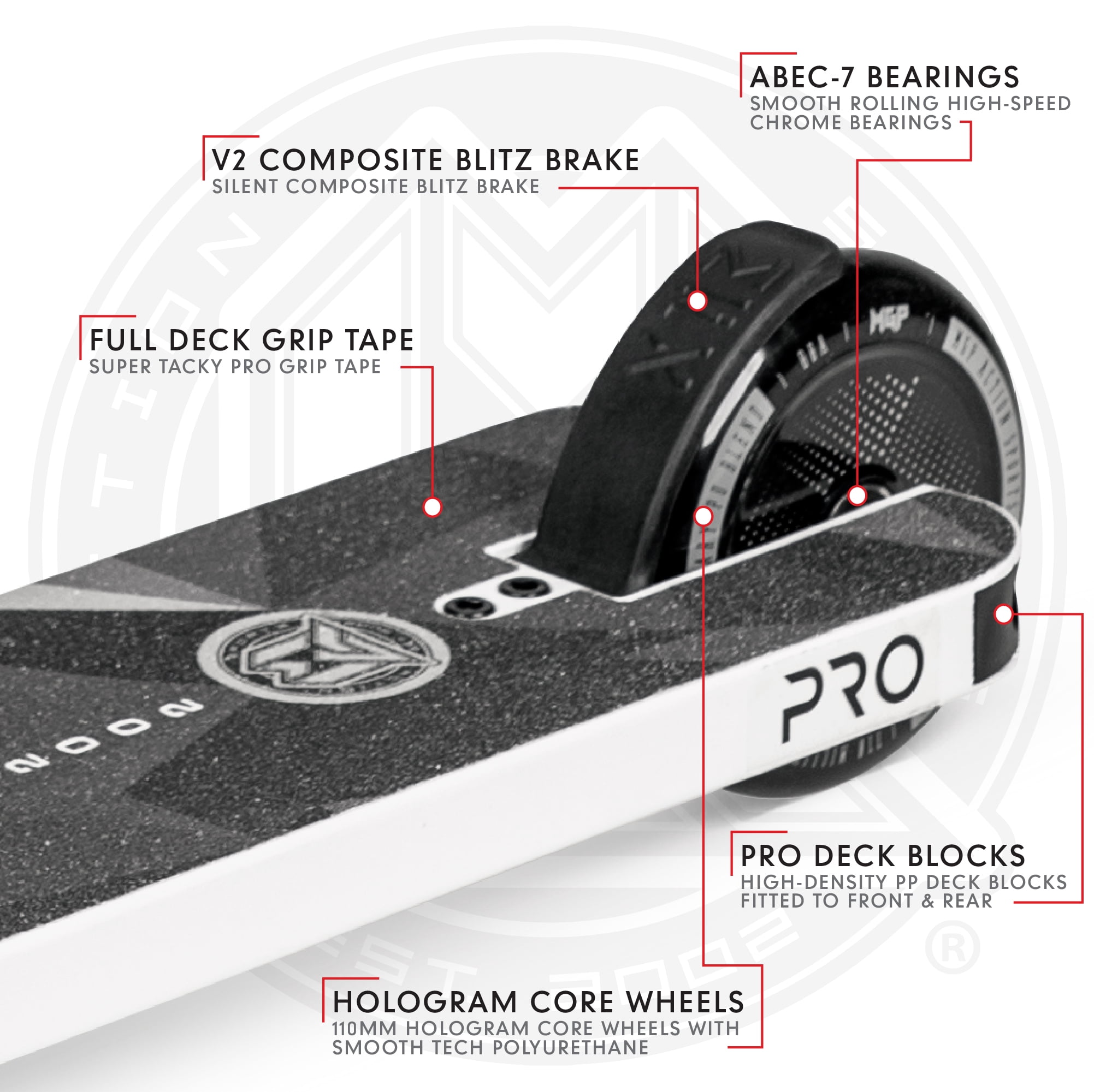 Madd Gear Renegade Pro Stunt Scooter 19.5" x 5" Pro Scooter - White/Black -Unisex