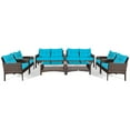 thumbnail image 1 of Costway 8PCS Patio Rattan Furniture Set Loveseat Sofa Coffee Table W/Turquoise Cushion, 1 of 9