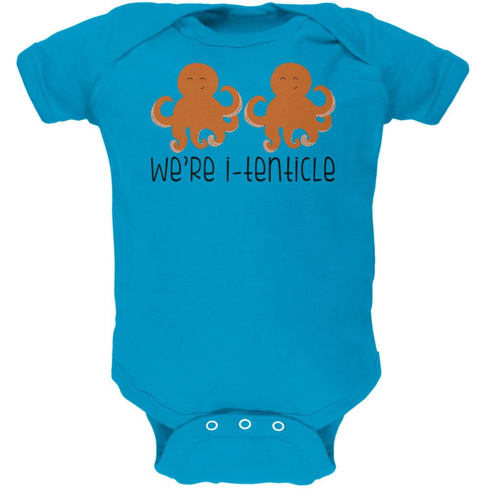 Octopus We're Identical Itenticle Twins Funny Pun Soft Baby One Piece Turquoise 12-18 M Octopus We're Identical Itenticle Twins Funny Pun Soft Baby One Piece Turquoise 12-18 M