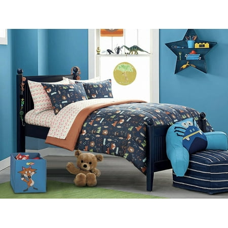 Mainstay Kids Safari Boy 4 Piece Toddler Comforter Set Walmart Com