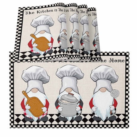 Placemats for Dinning Table Set of 8 Beige Chef Gourmet Black White Plaid Kitchen Cook Burlap Kitchen Place Mats Waterproof Cloth Table Mats Indoor Outdoor Placemats Easy Clean Dinner Decor Placemats for Dinning Table Set of 8 Beige Chef Gourmet Black White Plaid Kitchen Cook Burlap Kitchen Place Mats Waterproof Cloth Table Mats Indoor Outdoor Placemats Easy Clean Dinner Decor