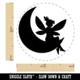 thumbnail image 2 of Fairy With Butterfly Wings Sitting on Moon Fantasy Self-Inking Rubber Stamp Ink Stamper - Black Ink - Medium 1 Inch, 2 of 7