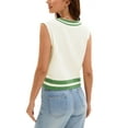thumbnail image 3 of ATHLECHIC Women's Summer Crop Knit Color Block Sleeveless V Neck Tank Tops XL Apricot Green, 3 of 5