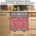 thumbnail image 4 of Handmade Linen Oven Skirt with Ribbon Ties, Premium Kitchen Curtain No Drill Invisible Mounting, Decorative Cabinet Cover for Sink Dishwasher Laundry Room Ruffled Design, 4 of 7