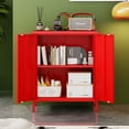 thumbnail image 2 of Small 2 Transparent Door Metal Storage Side Buffet Cabinet for Bed Room,Living Room,Entryway,Hallway,Home,Hotel,Office,Garage,Kitchen,1 Removable Shelf, 2 of 8