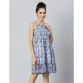 thumbnail image 2 of MoomayaWomens PrintedStrappy Flared Dress, Smocked Frilled Short Dress, 2 of 8