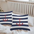thumbnail image 6 of Throw Pillow Covers 16x16 Inch Set of 2, Navy Blue Striped Waterproof Outdoor Pillow Covers, Red Beach Nautical Anchor Ocean Coastal Decorative Cushion Pillowcases for Couch, Sofa, Bed, Garden, Patio, 6 of 9