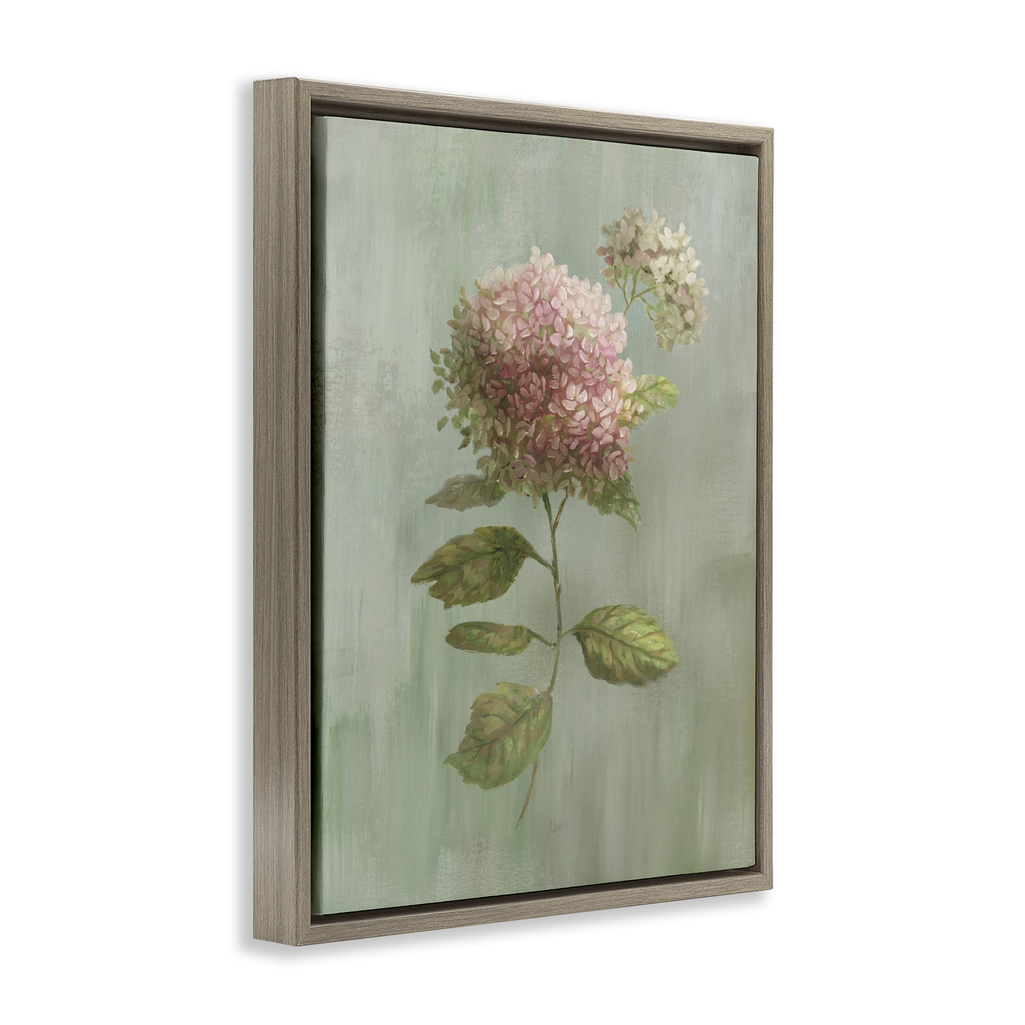 Stupell Industries Vintage Hydrangea Bushel Brown Framed Floater Canvas Wall Art, design by Nan