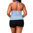 thumbnail image 6 of Fewfanhot Plus Size Swimsuit for Women Two Piece Swimsuits Tankini Sets with Shorts and Pocket Tummy Control Drawstring Bathing Suit, 6 of 7